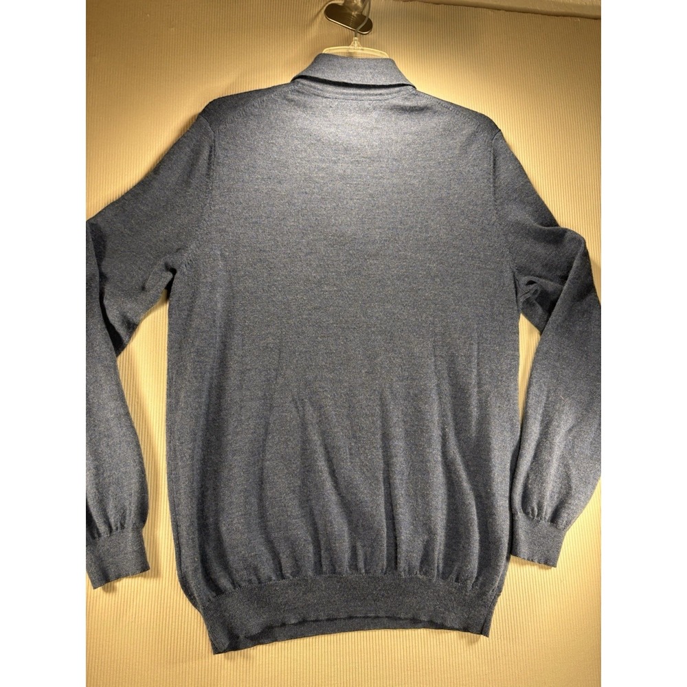Joseph Aboud Men's Collared Polo 100% Merino Wool Pullover Sweater Blue/Gray L - Picture 5 of 8